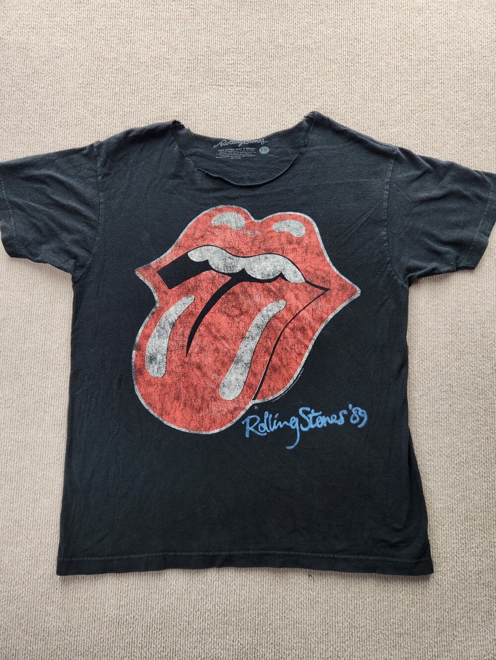 Rolling Stones Men’s L Black Mouth Graphic Cotton Short Sleeve T-Shirt